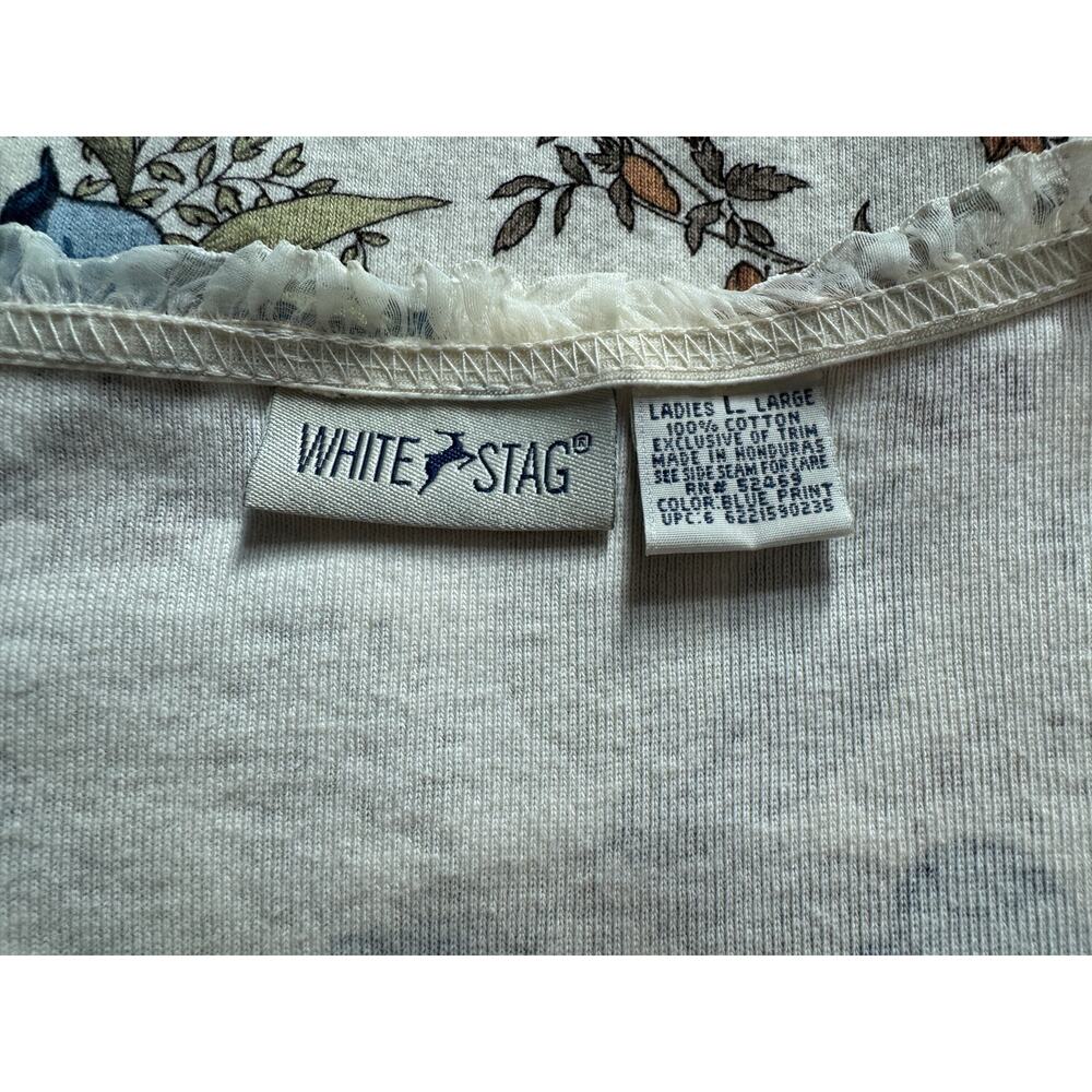 Vintage Floral Cottage Top Ruffle Trim Milkmaid Fairy Cotton Romantic Whimsy - Picture 3 of 6